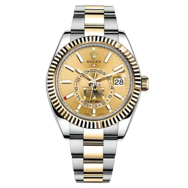 Rolex Sky-Dweller Automatic Men's 18kt Yellow Gold Champagne Dial Oyster Watch 330933-0001