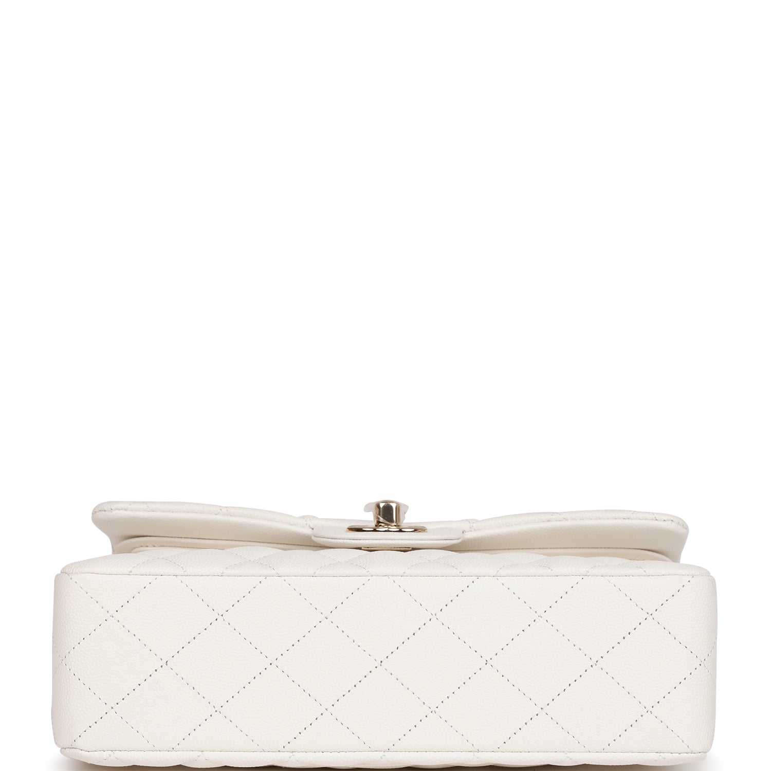 Small Classic Double Flap White Caviar Light Gold Hardware
