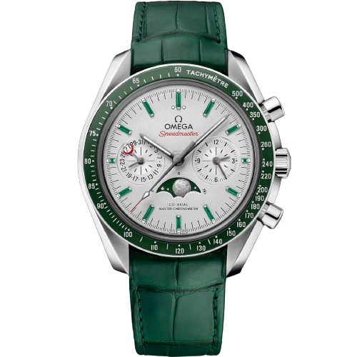 OMEGA SPEEDMASTER MOONPHASE 44.25 MM, PLATINUM ON LEATHER STRAP