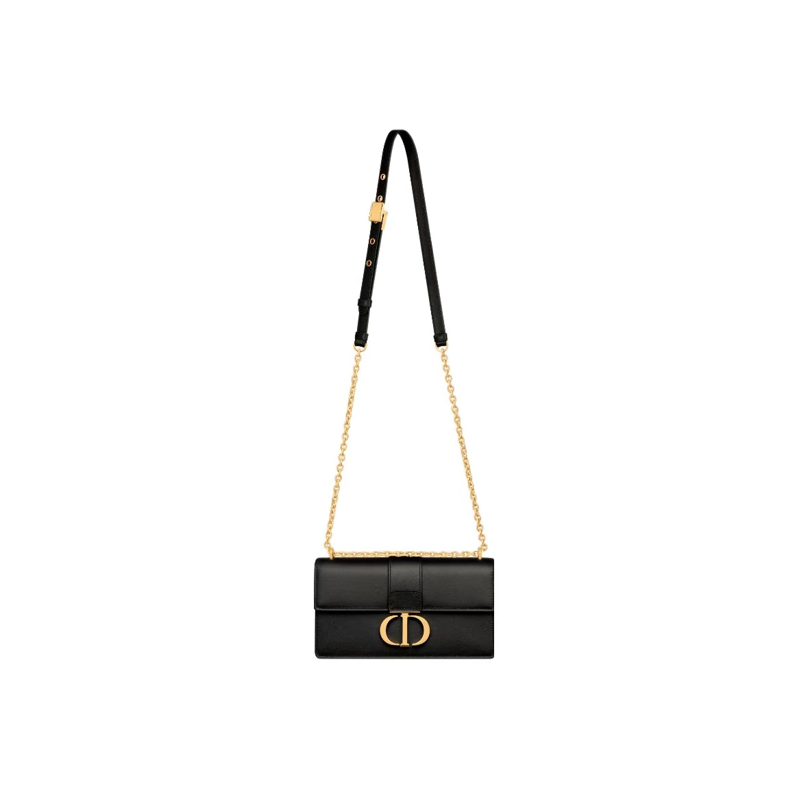 DIOR 30 MONTAIGNE SMALL BAG IN BLACK CALFSKIN