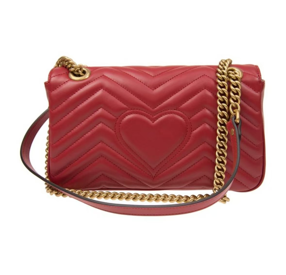 GUCCI GG MARMONT MATELASSÉ CHAIN BAG IN RED