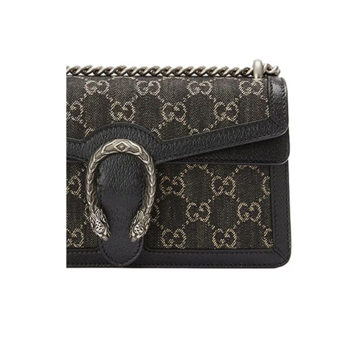 GUCCI DIONYSUS DENIM CHAIN BAG in Black Denim)