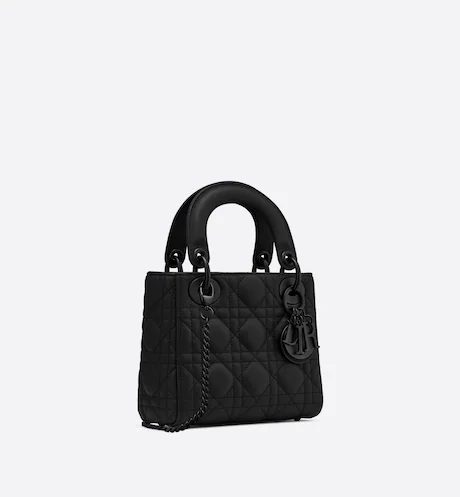 MINI LADY DIOR BAG Black Ultramatte Cannage Calfskin