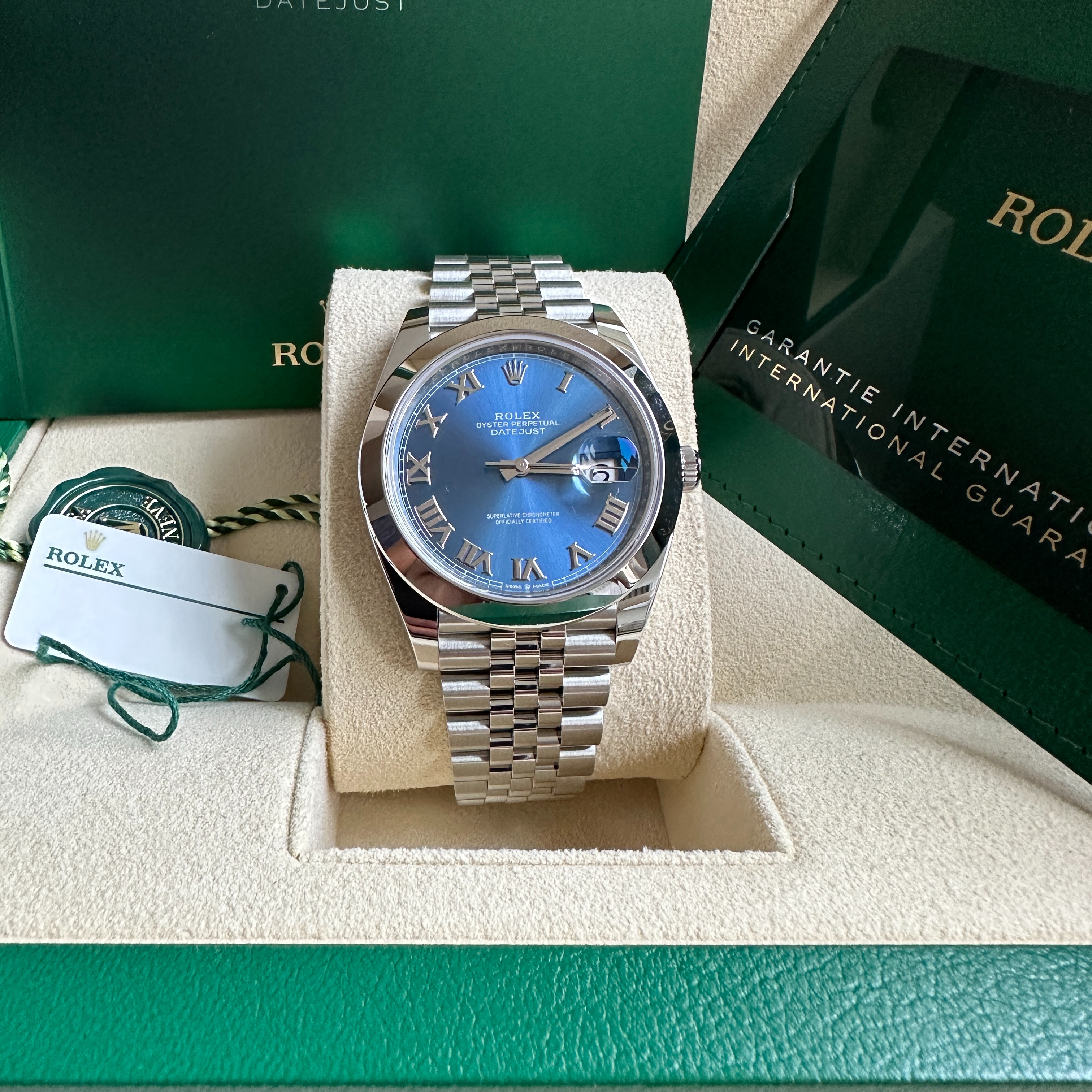 Rolex Datejust 41 Stainless Steel Blue Roman Dial Jubilee Bracelet Men's Watch M126300-0018