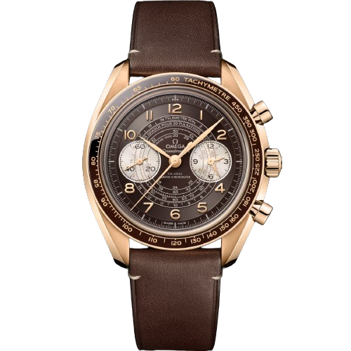 OMEGA SPEEDMASTER CHRONOSCOPE 43 MM, BRONZE GOLD ON LEATHER STRAP