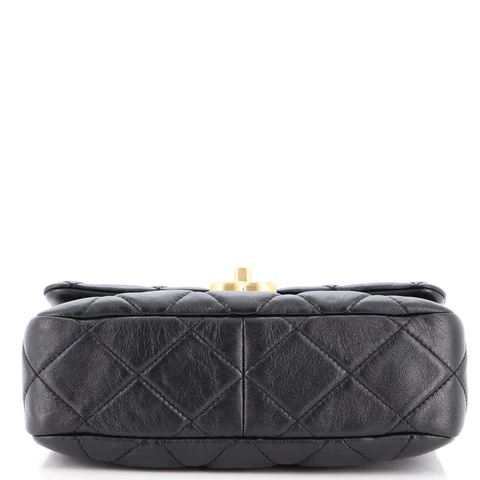 Chanel Lacquered Metal CC Flap Bag Quilted Lambskin Small