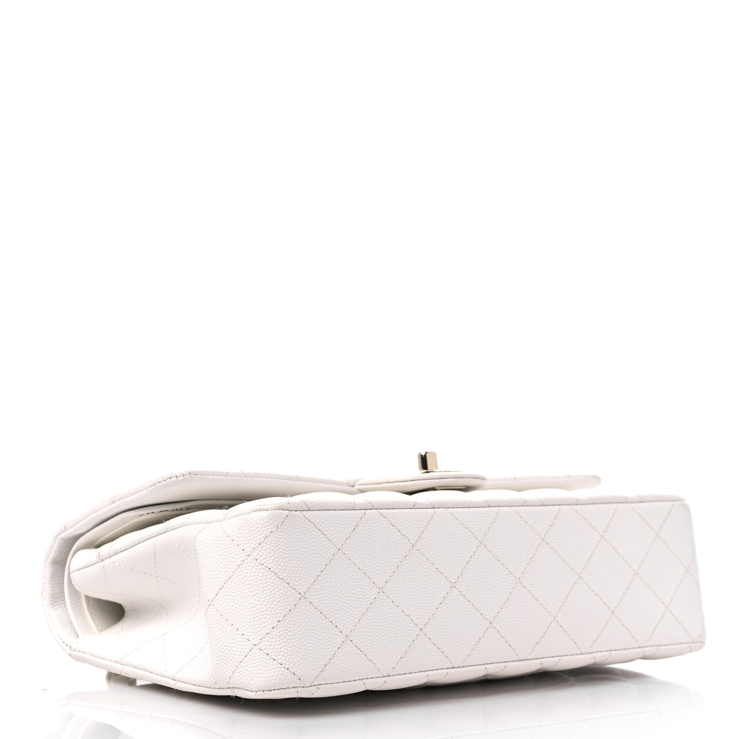 Chanel Caviar Quilted Medium Double Petal White Handbag Gold Accessories