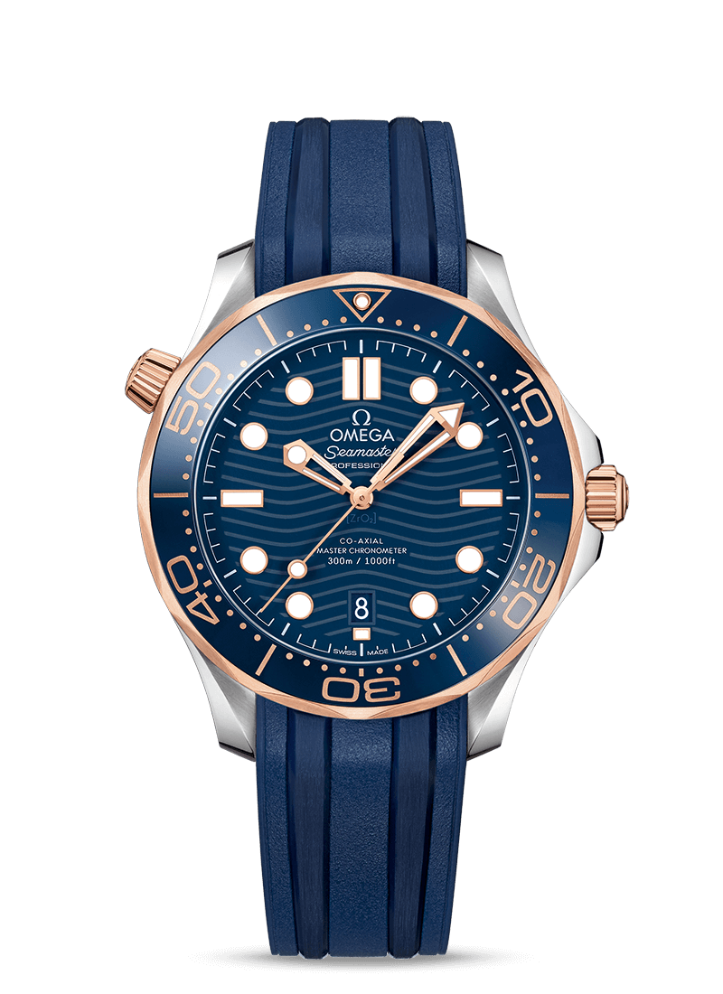 Omega Seamaster Diver 300m Blue Sedna™ Gold 42mm Rubber strap 210.22.42.20.03.002