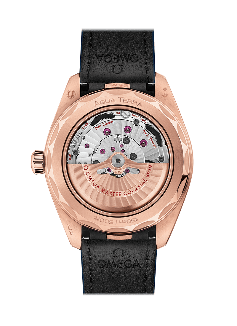 Omega Aqua Terra 150M GMT Worldtimer Chronometer 43mm Sedna™ Gold Leather strap 220.53.43.22.02.001