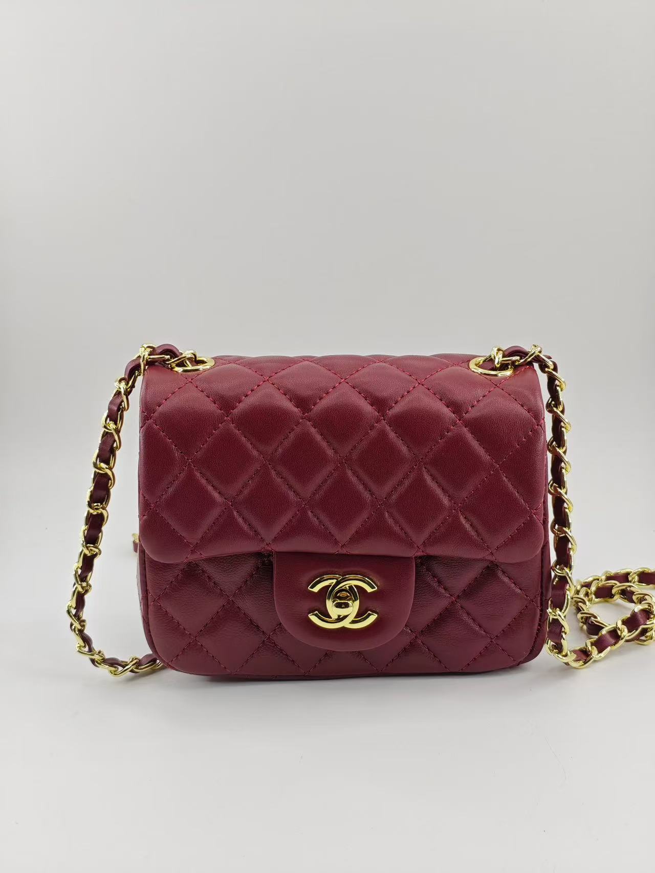 CHANEL Classic Flap Square Mini Bag - Burgundy