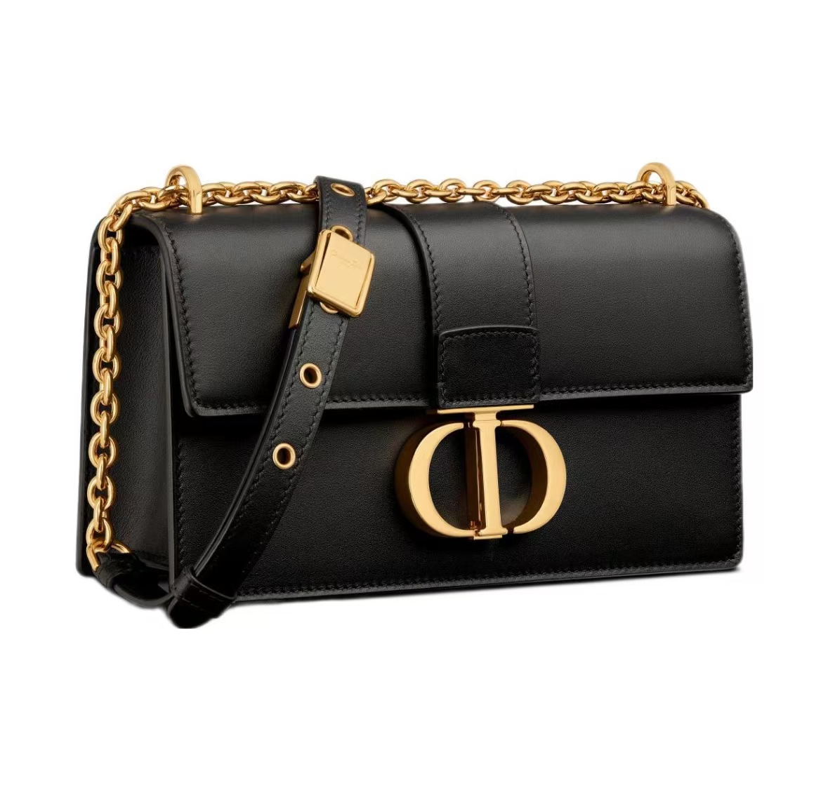 DIOR 30 MONTAIGNE SMALL BAG IN BLACK CALFSKIN