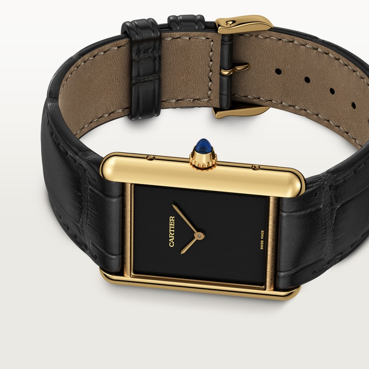 Tank Louis Cartier watch Large model Black lacquer dial