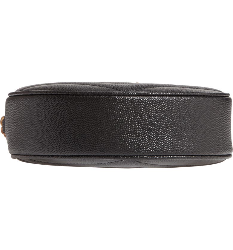 YSL Vinyle Round Camera Bag in Chevron-Quilted Grain de Poudre Embossed Leather
