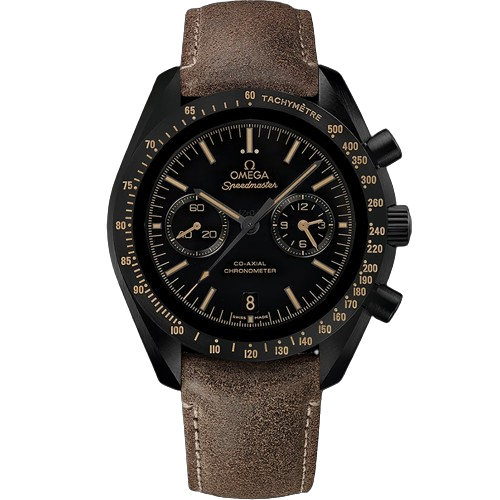 OMEGA SPEEDMASTER DARK SIDE OF THE MOON 44.25 MM, BLACK CERAMIC ON LEATHER STRAP
