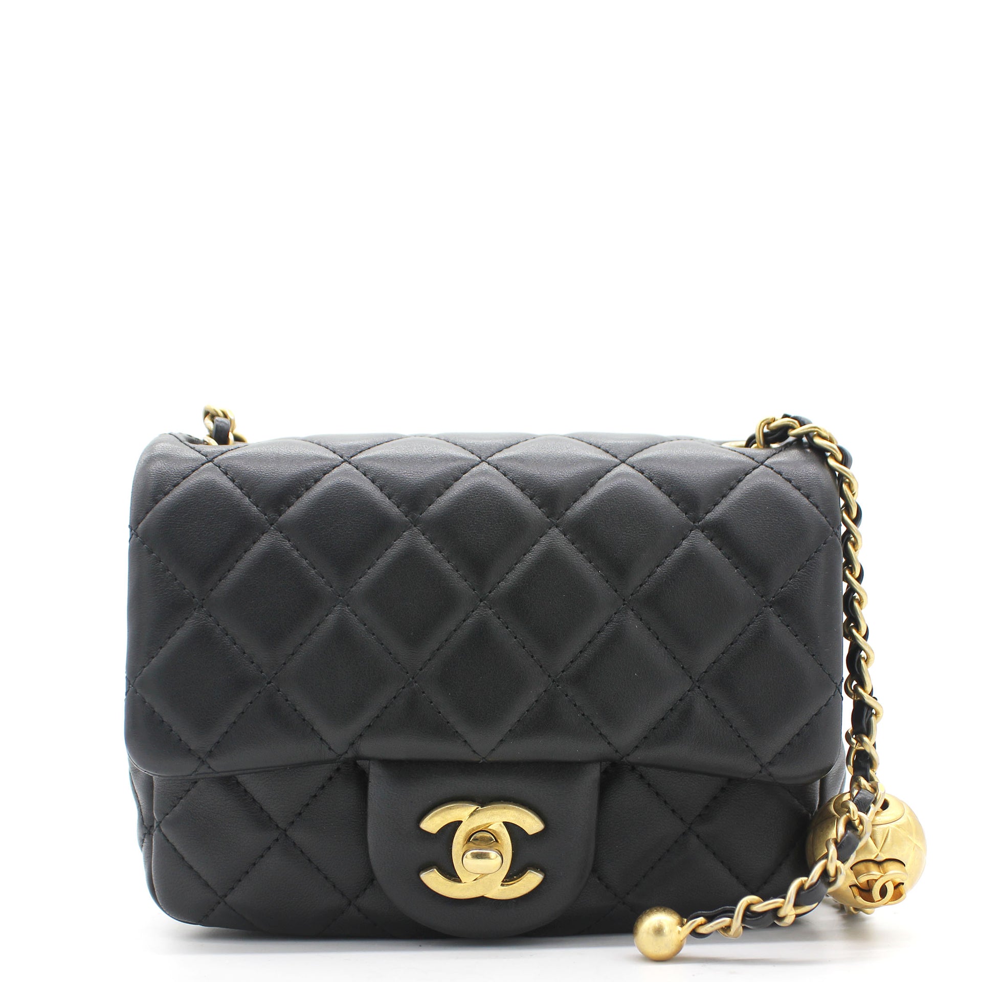 Chanel Pearl Crush Square Flap Bag Quilted Lambskin Mini