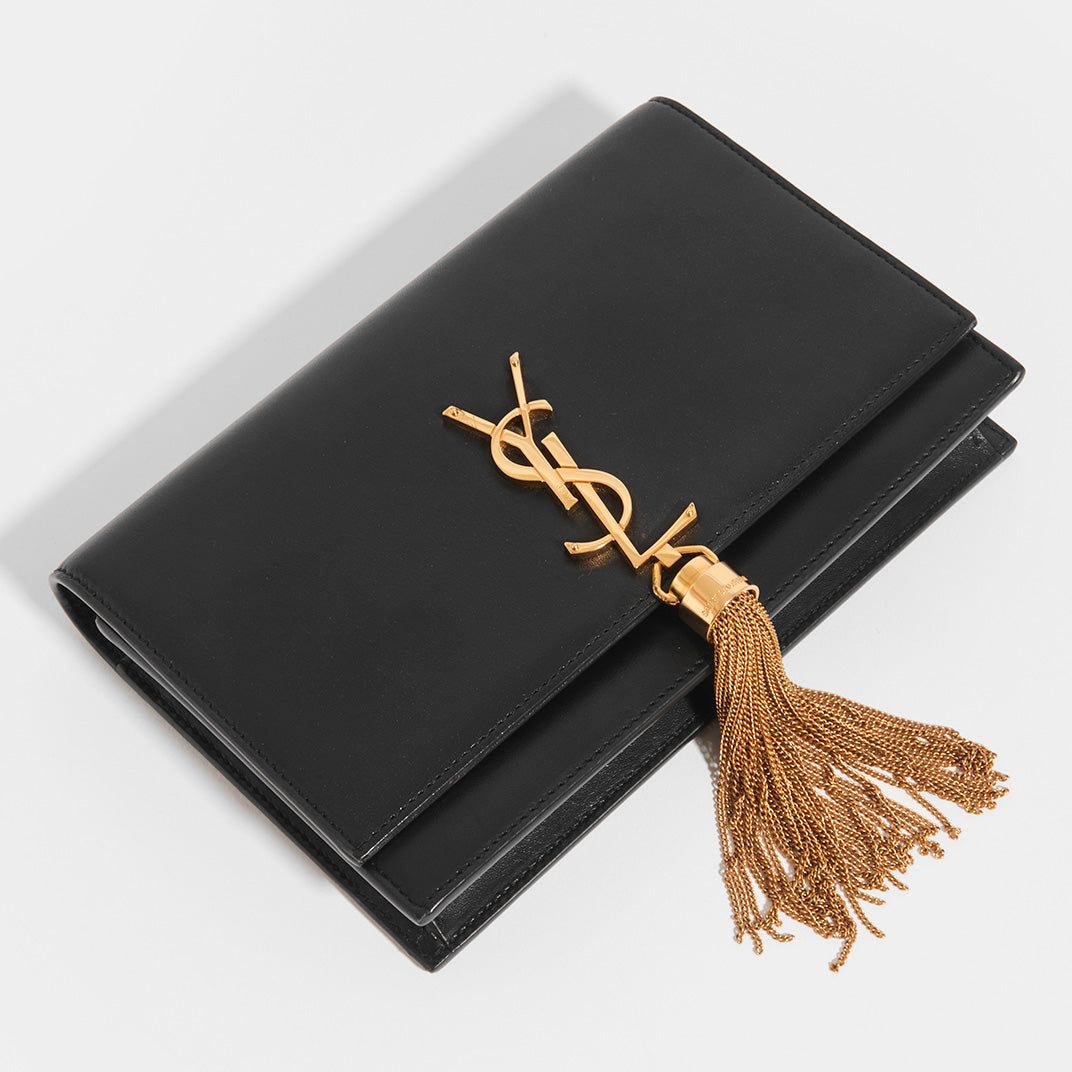 Kate Tassel Chain Wallet in Black