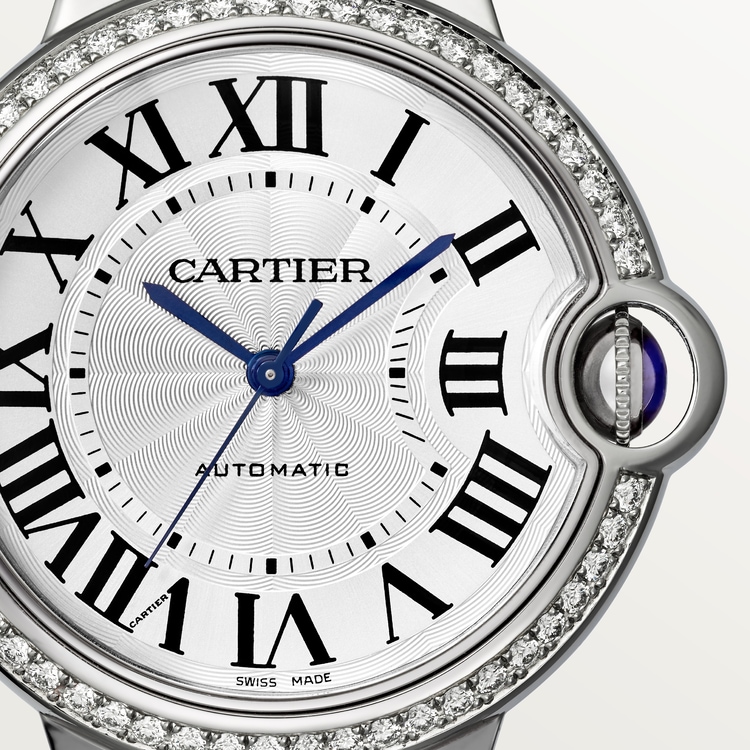 Ballon Bleu de Cartier watch Silver guilloché dial 36 mm