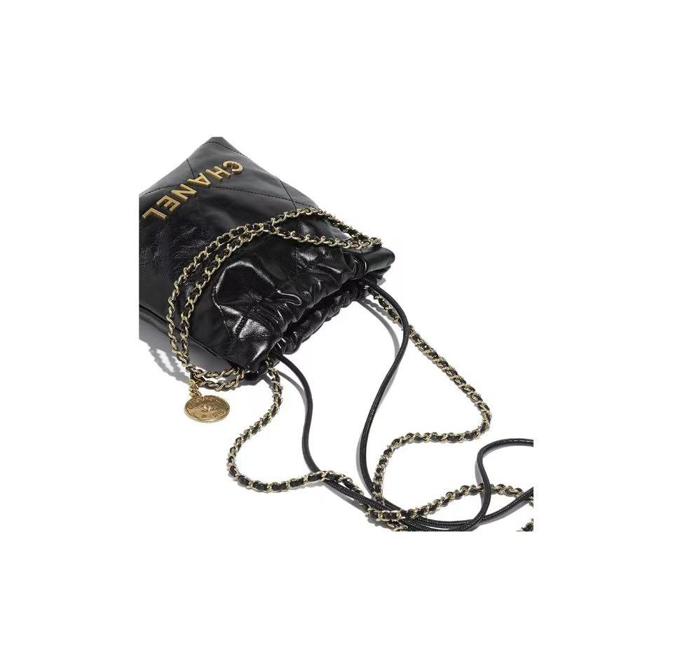 Chanel Mini 22 Bag Black Calfskin Gold Hardware