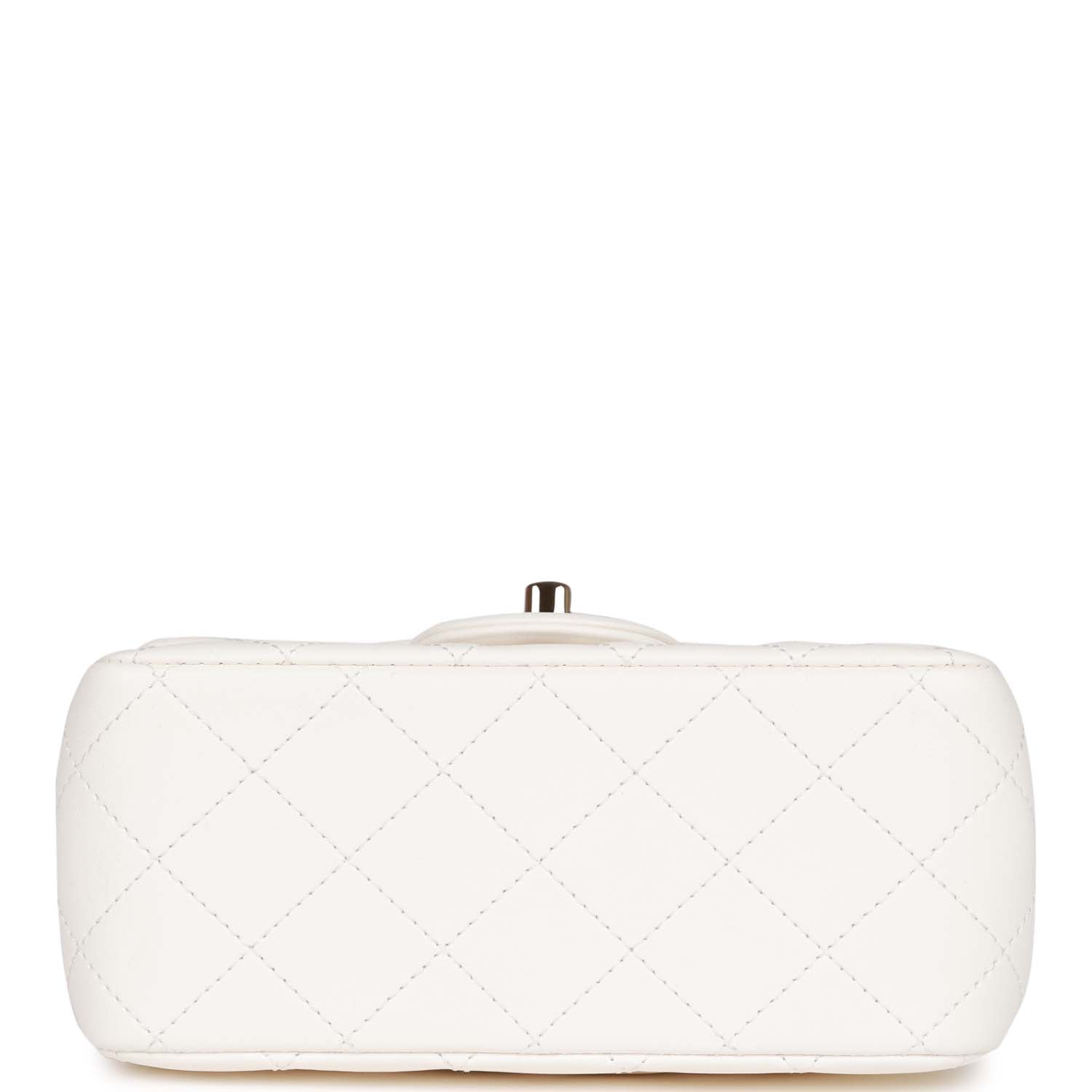 Chanel Pearl Crush Mini Square Flap Bag White Lambskin Light Gold Hardware