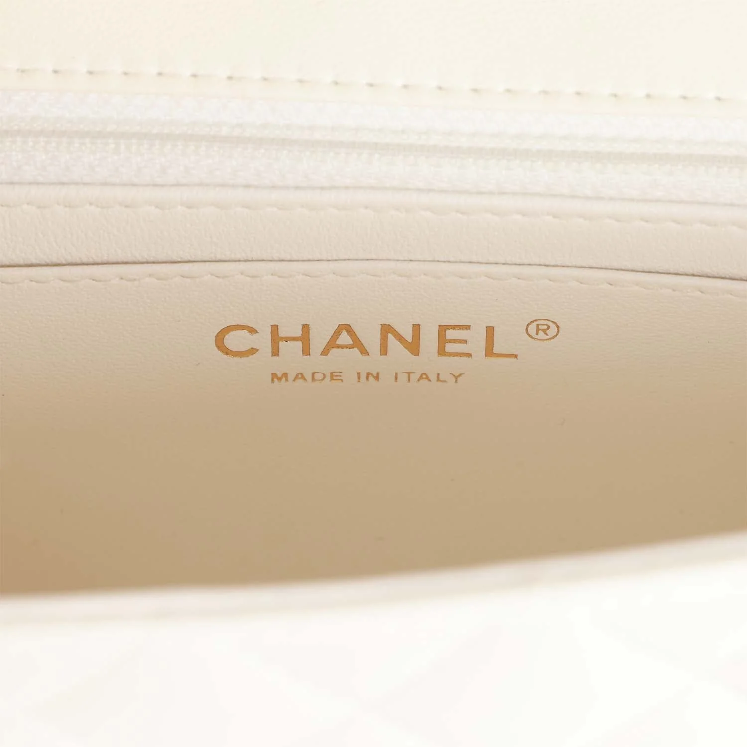 Chanel Mini Rectangular Flap Bag White Lambskin Light Gold Hardware