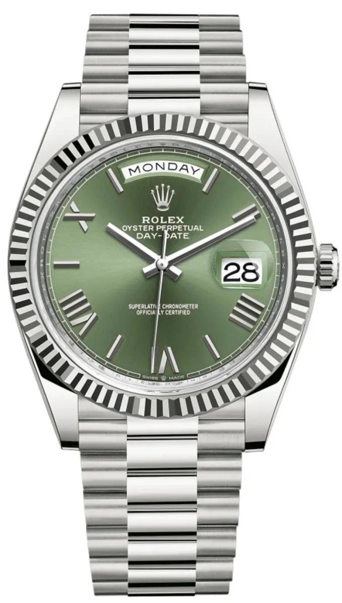 Rolex Day-Date 40 18K White Gold Olive Green Dial Men's Watch M228239-0033