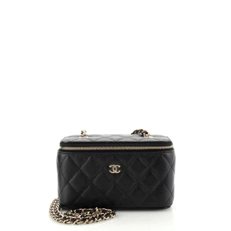 Chanel Classic Vanity Case with Chain Quilted Caviar Small