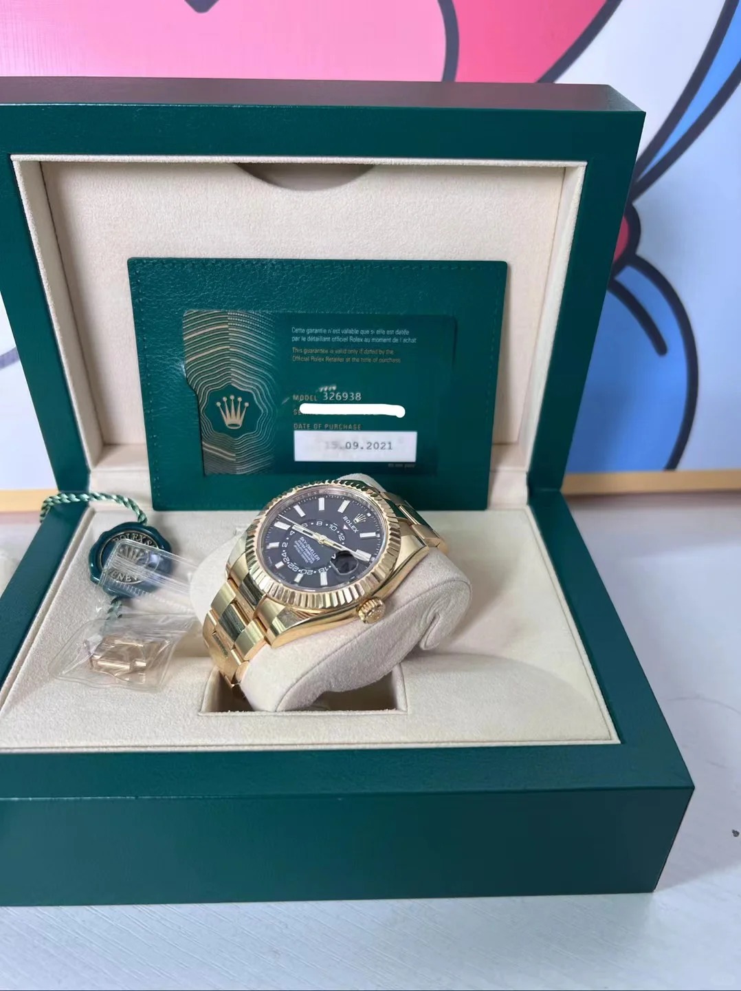 Rolex Sky-Dweller Black Dial Automatic 18kt Yellow Gold Watch 326938-0004