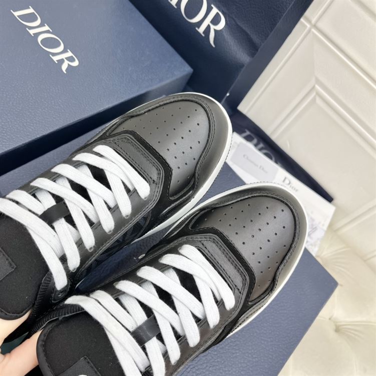 DIOR B27 LOW-TOP SNEAKER BLACK SMOOTH CALFSKIN AND CD DIAMOND CANVAS – DO141