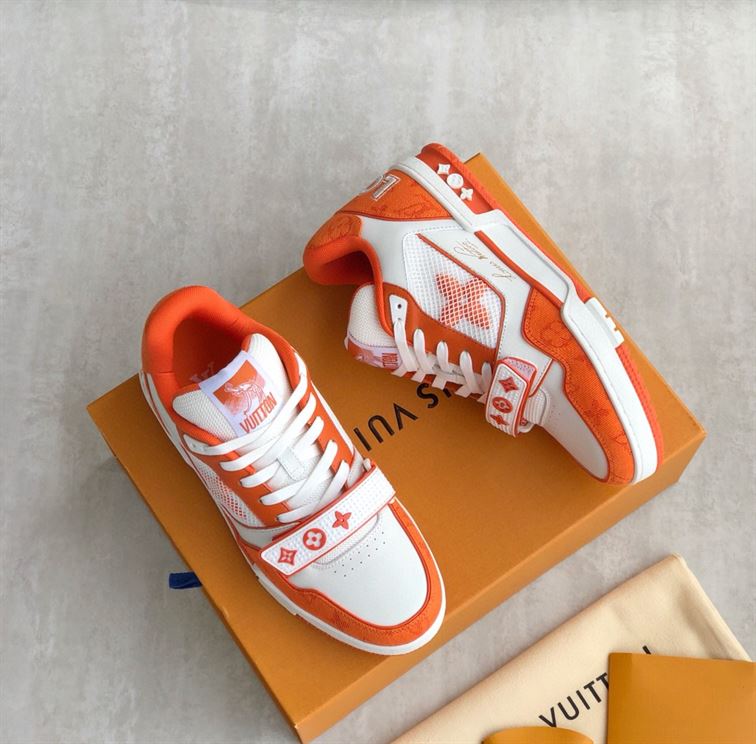 LOUIS VUITTON TRAINER MONOGRAM DENIM ORANGE – LVS012