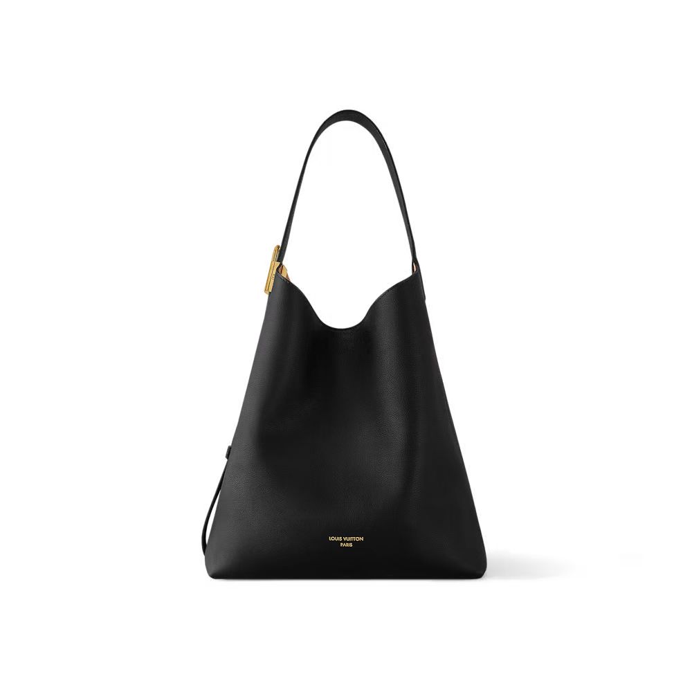 LOW KEY HOBO MM EMBLEM LEATHER BAG IN BLACK