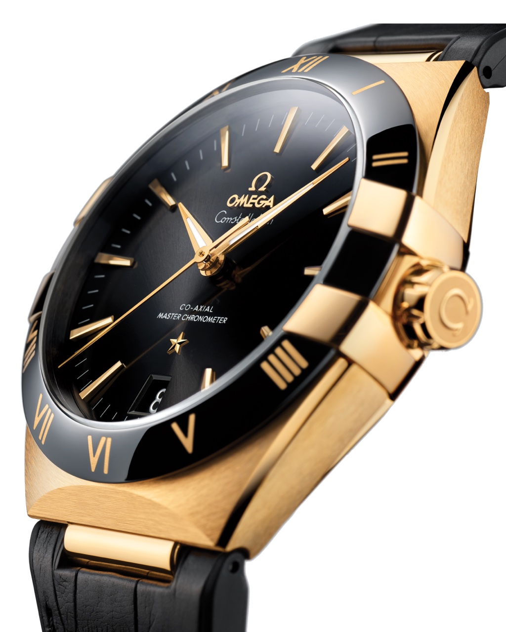 CONSTELLATION YELLOW GOLD ON LEATHER STRAP 41 MM