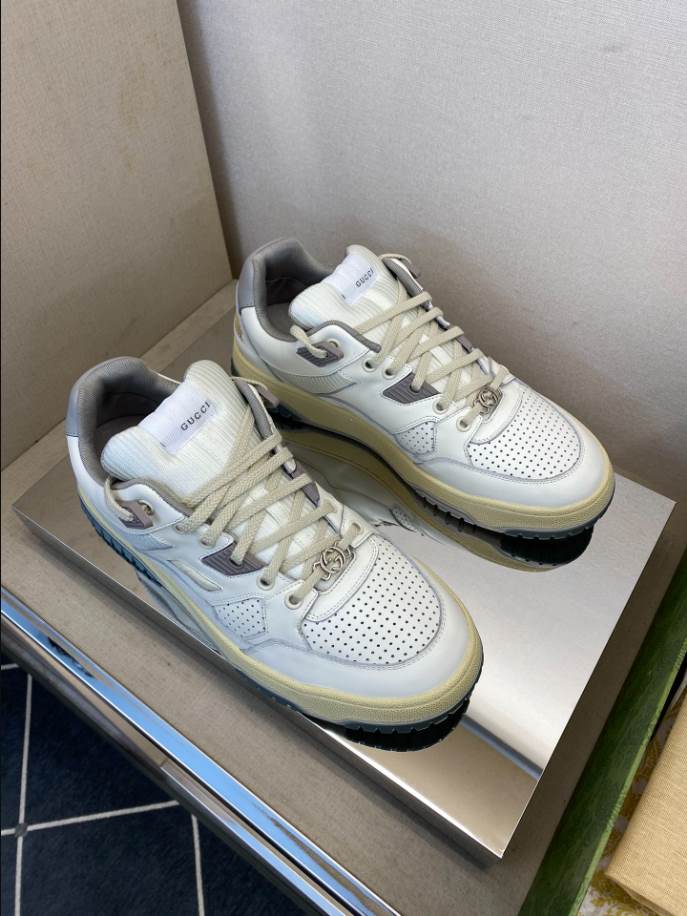 Gucci White Grey Yellow Distressed Effect Sneakers – GCC203