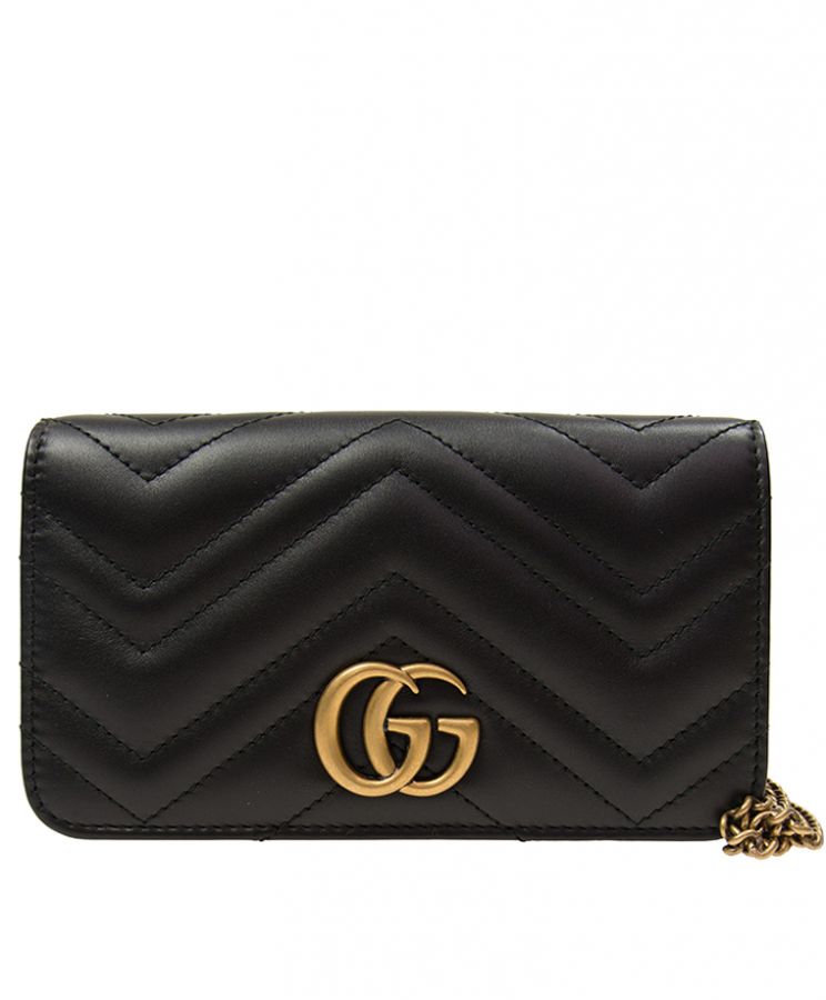 Gucci Marmont GG Mini Quilted Black Leather Cross Body Bag 488426 Black