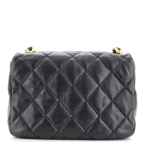 Chanel Lacquered Metal CC Flap Bag Quilted Lambskin Small