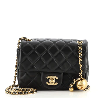 Chanel Pearl Crush Square Flap Bag Quilted Lambskin Mini