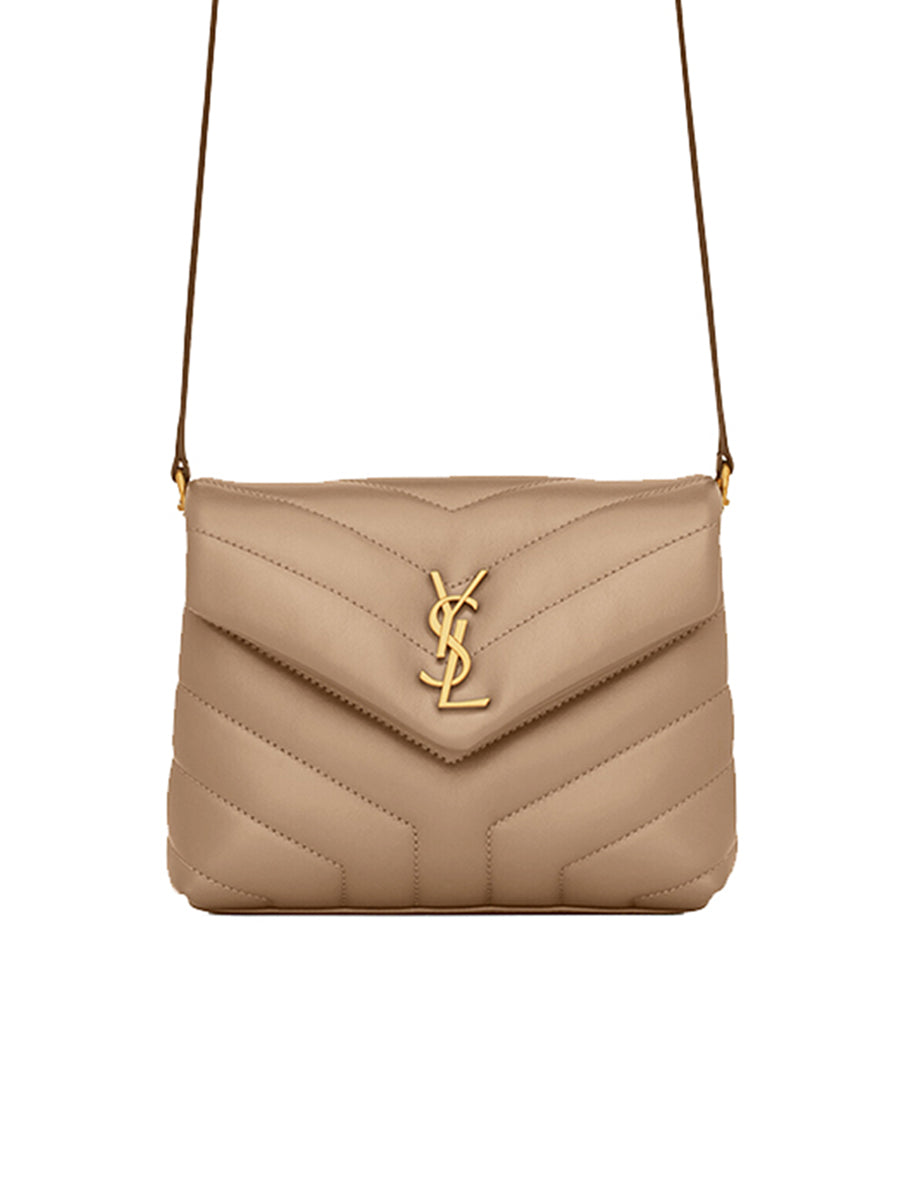 YSL Loulou Toy Bag in Matelasse Y Leather in Greyish Brown