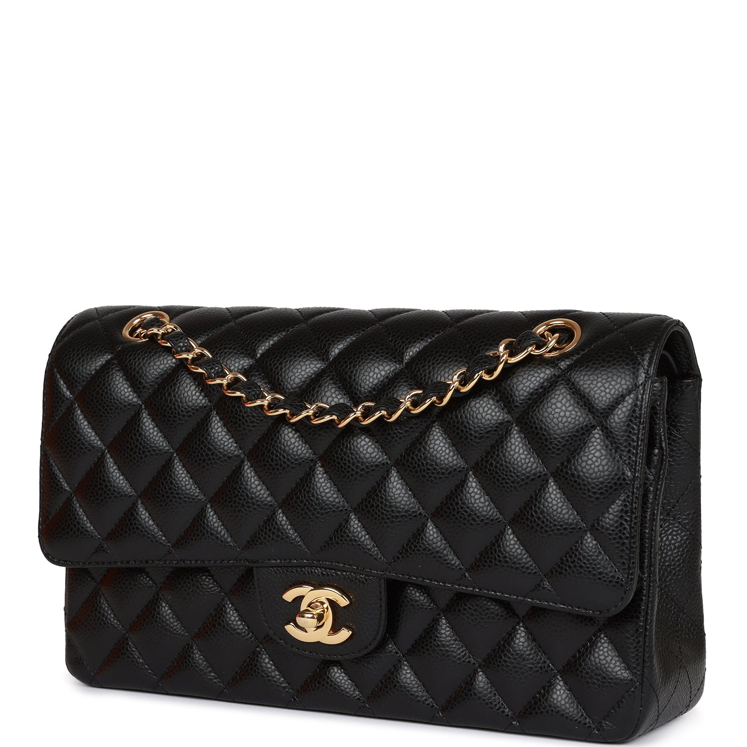 Chanel Medium Classic Double Flap Bag Black Caviar Gold Hardware