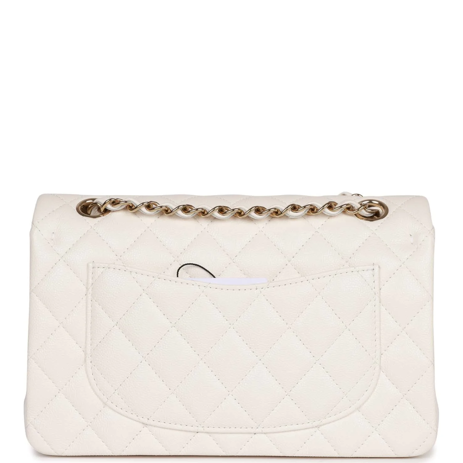 Chanel Small Classic Double Flap Bag White Caviar Light Gold Hardware