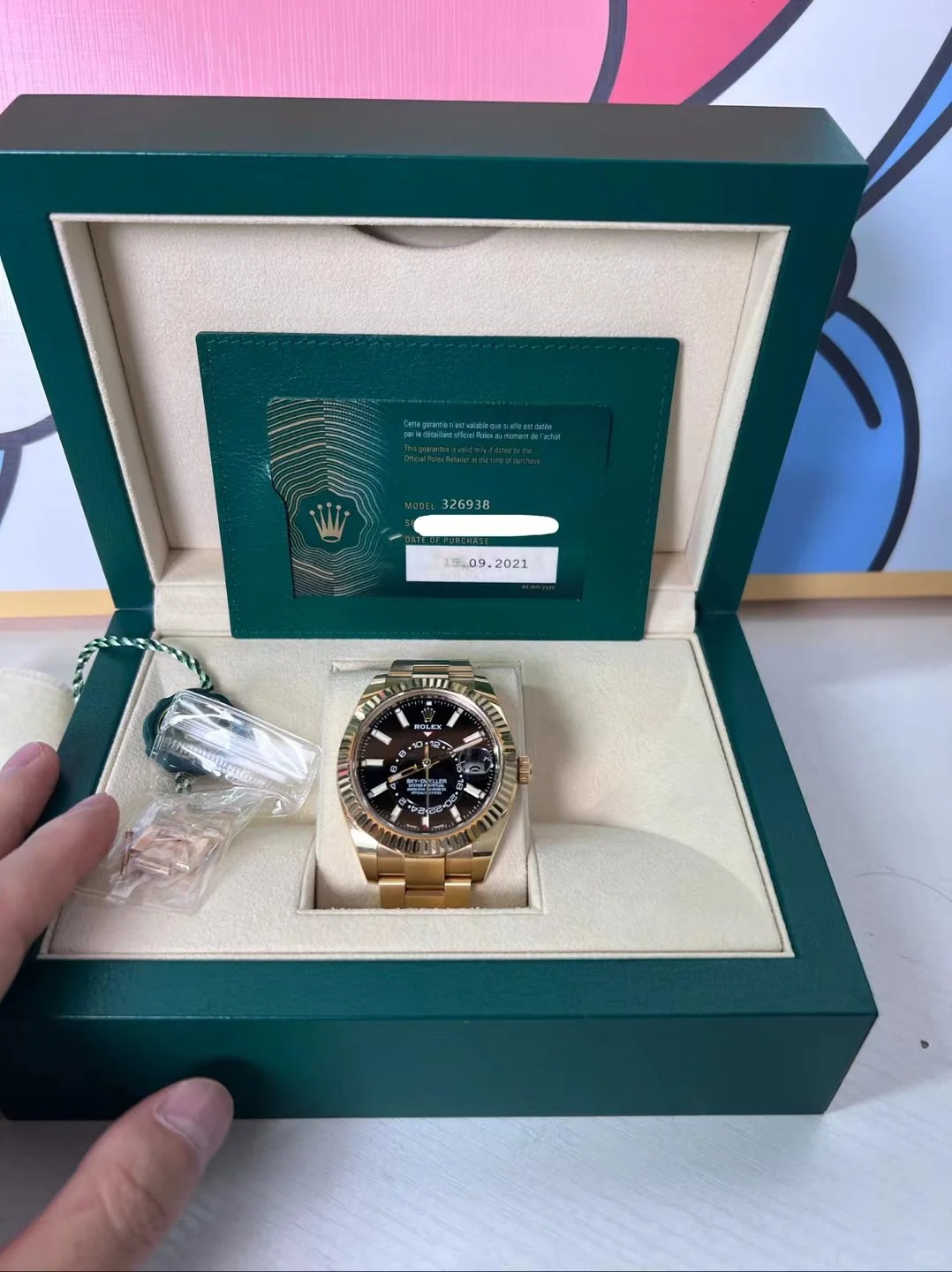 Rolex Sky-Dweller Black Dial Automatic 18kt Yellow Gold Watch 326938-0004