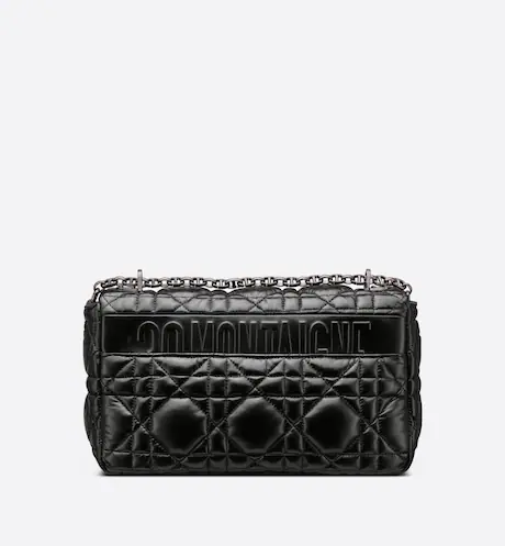 LARGE DIOR CARO BAG Black Quilted Macrocannage Calfskin