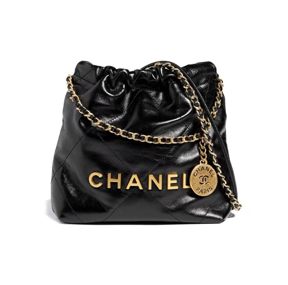 Chanel Mini 22 Bag Black Calfskin Gold Hardware