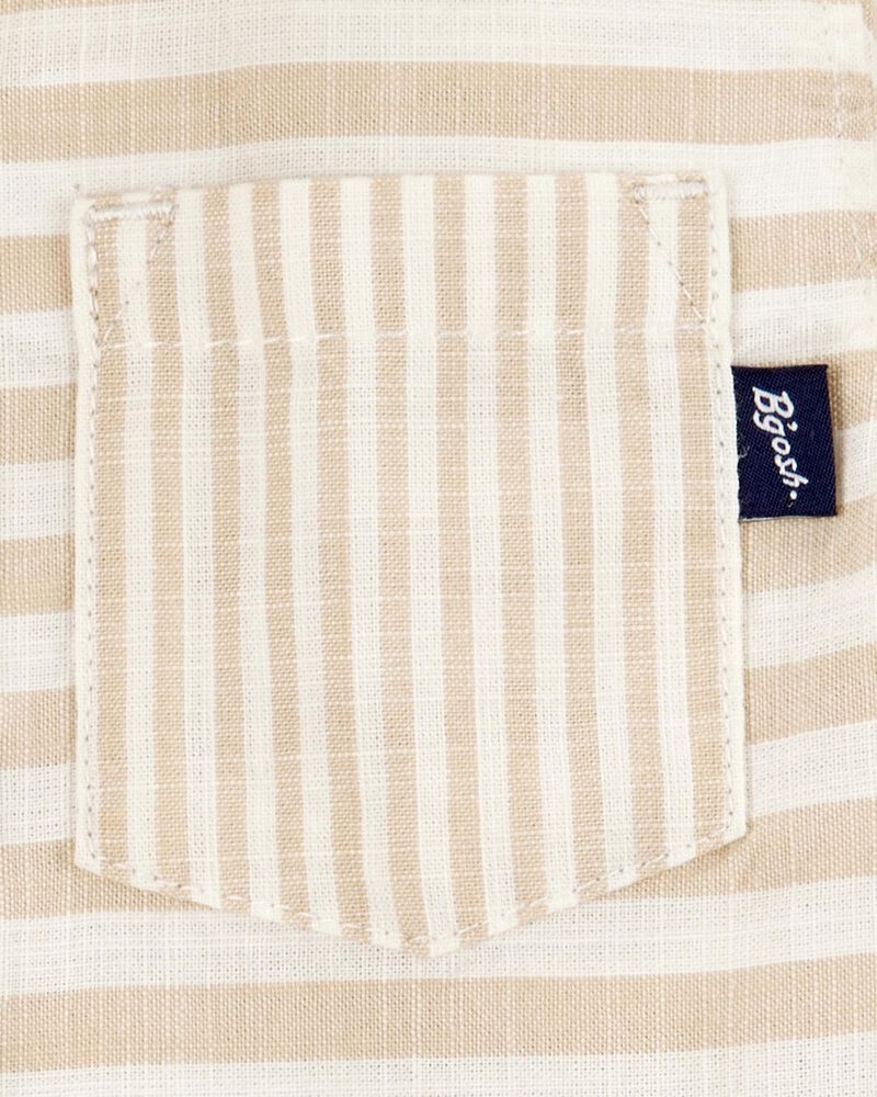 Oshkosh Baby Striped Button-Front Short-Sleeve Bodysuit with Suspender Shorts