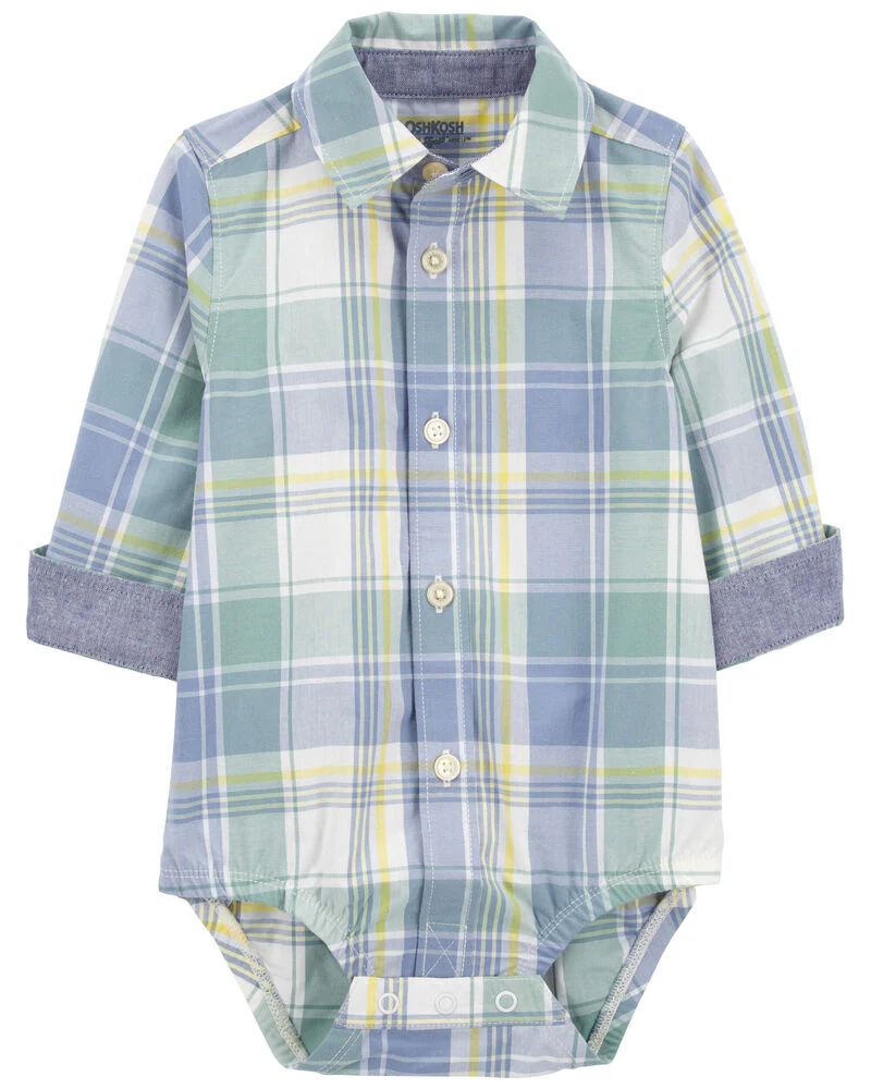Oshkosh Plaid Button-Front Bodysuit