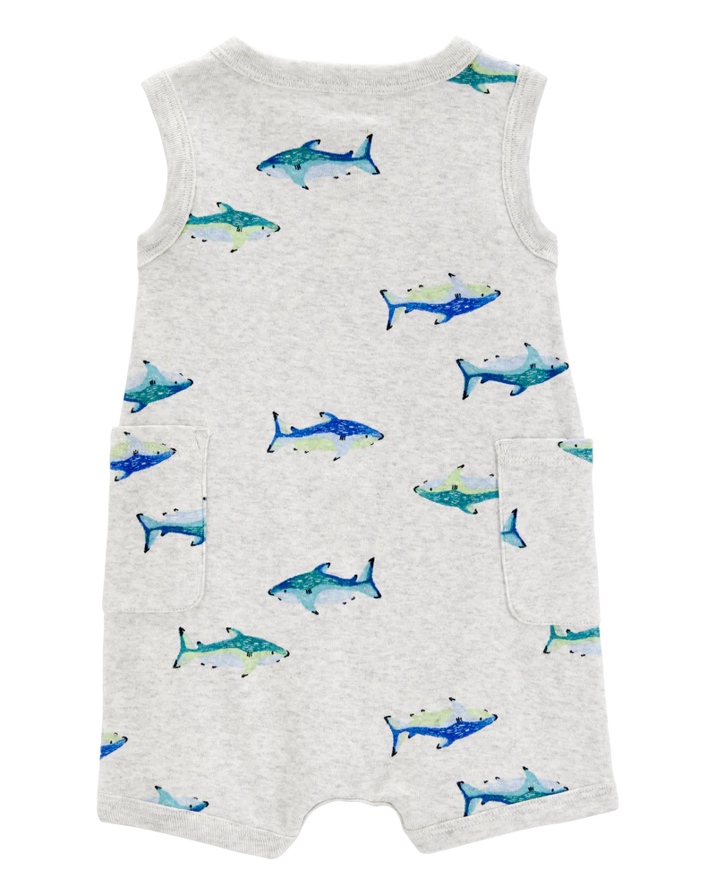 Carter's Baby Fish Cotton Blend Romper - Grey