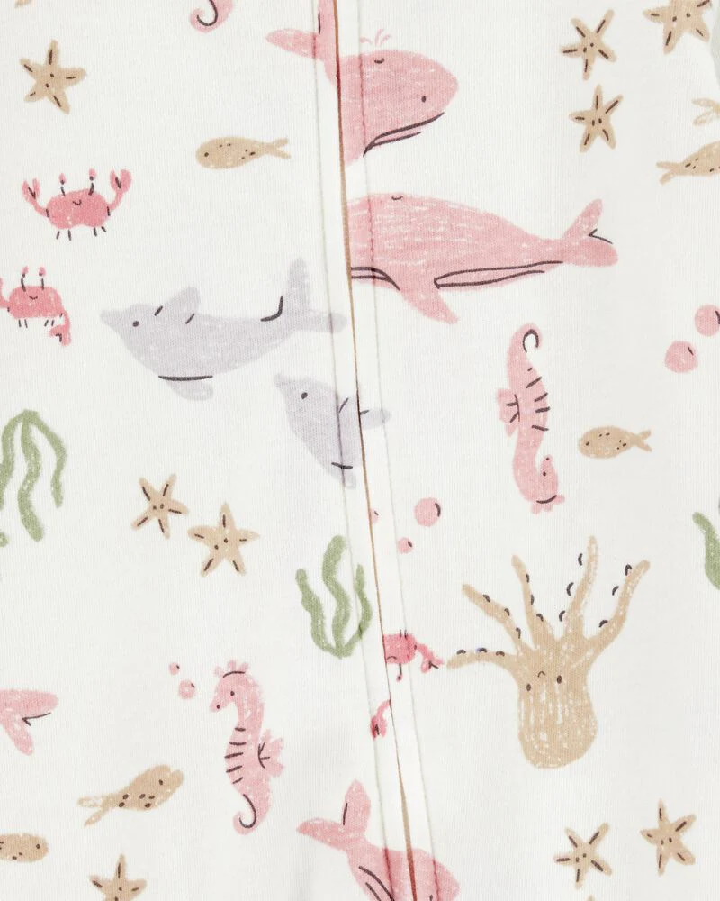 Carter's Baby Aquatic Animals 2-Way Zip Cotton Sleep and Play