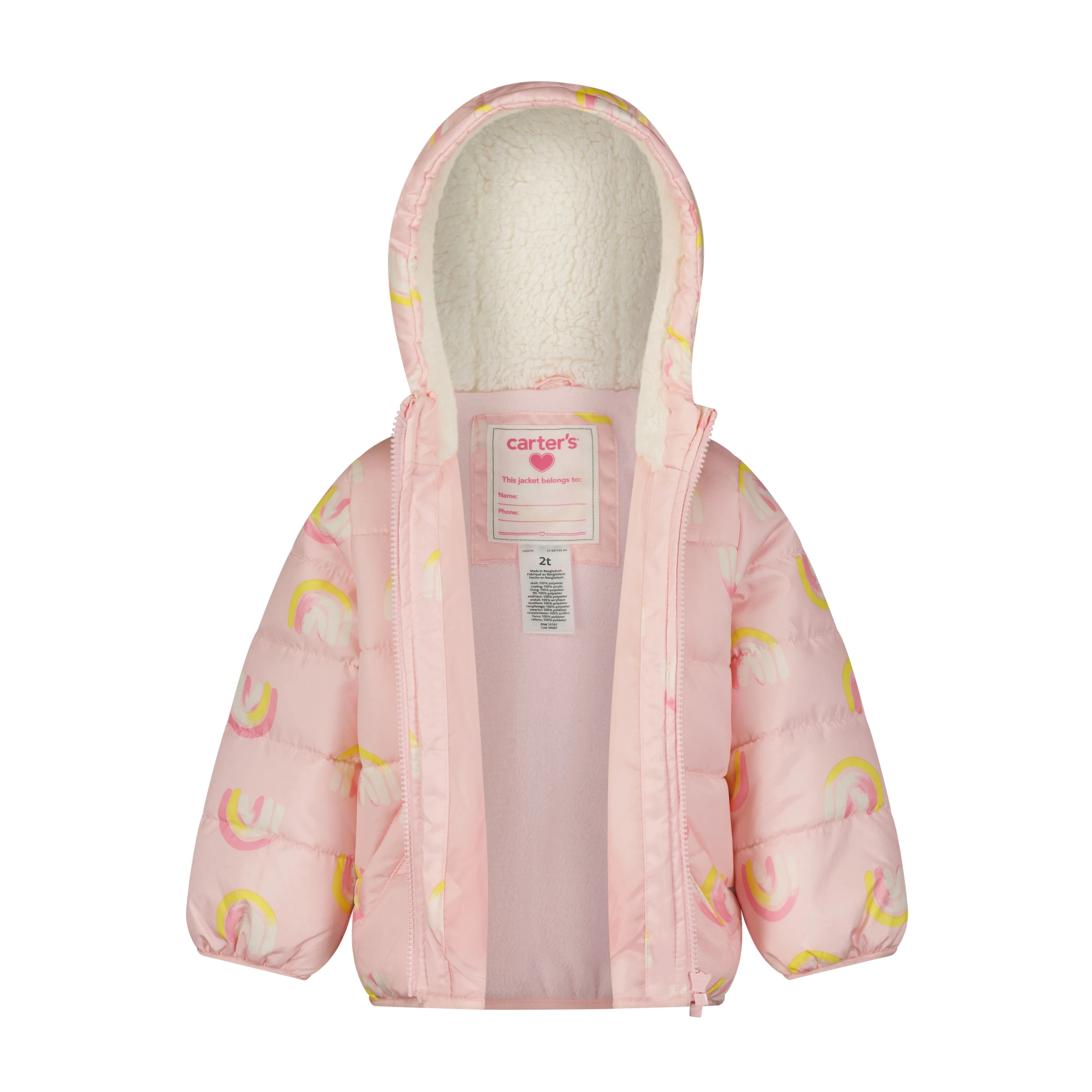 Carters Toddler Girls Rainbow Puffer Jacket