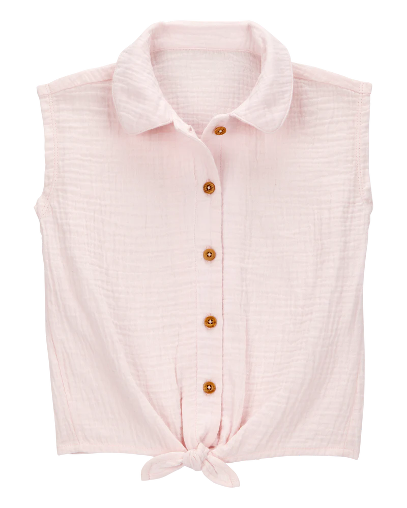 Carter's Toddler Solid Sleeveless Fashion Top with Ruffle Gauze Shorts - Pink