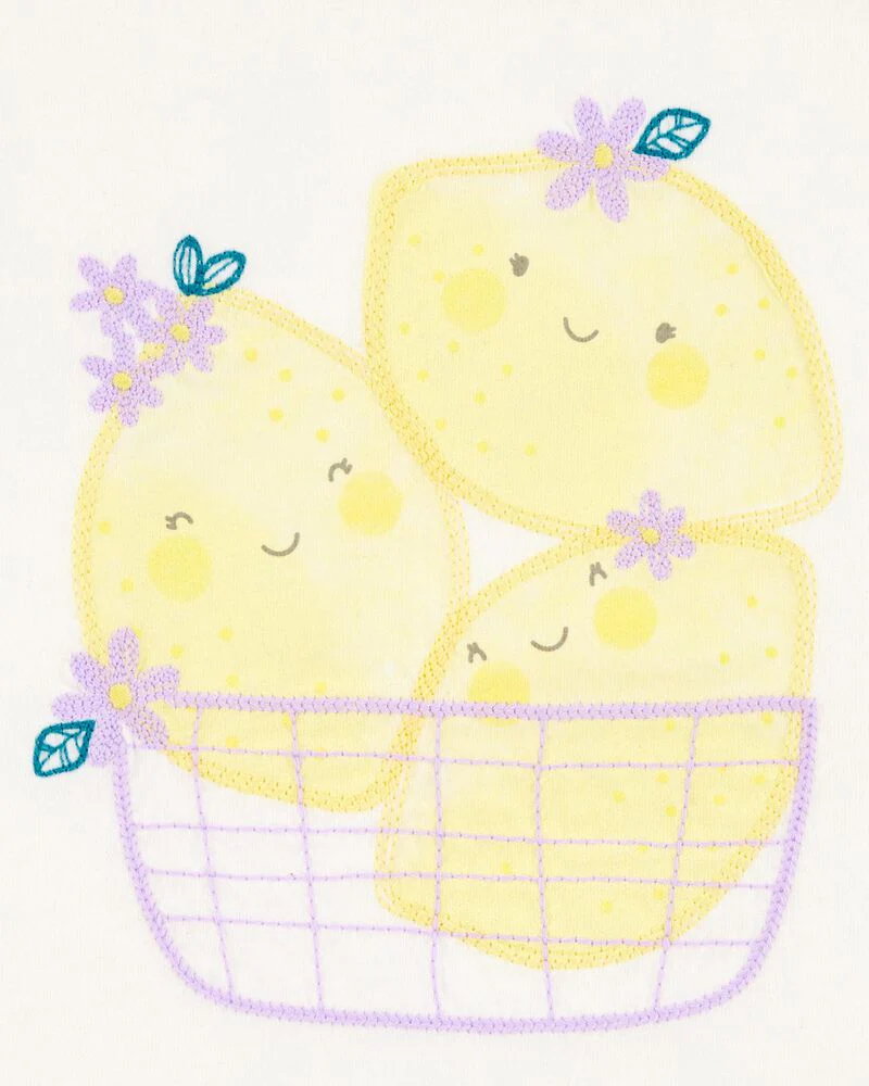 Carter's Toddler Short-Sleeve Lemon Fashion Top with Chambray Pull-On Shorts