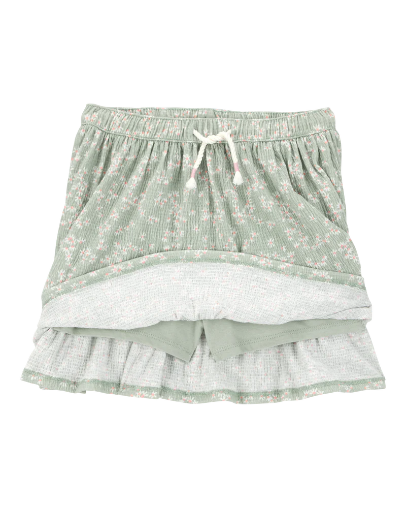 Carter's Kid Solid Short-Sleeve Fashion Top with Floral Crinkle Skirt