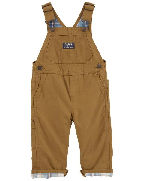 Oshkosh Baby Plaid Button-Front Bodysuit with Lightweight Canvas Overalls